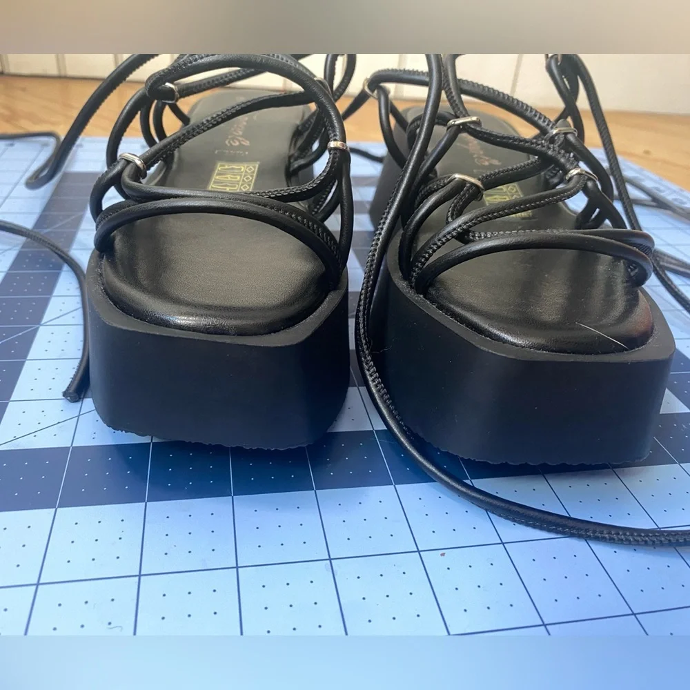 NWOT Free People Womens Georgie Wrap Platform Sandals Black Size EU 38/US 7.5 - Picture 6 of 11